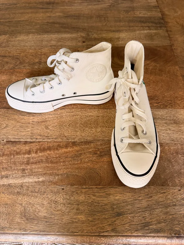 Platform White Converse with Flower Embroidery - Image 4