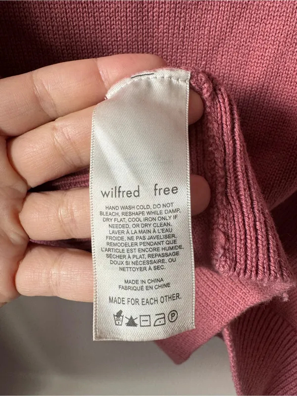 Wilfred Free Aritzia Women’s Merino Wool Mauve Mock Neck Sweater Medium - Image 7