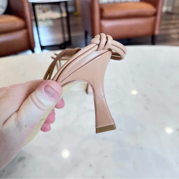 Marc Fisher Davia Leather Strappy Heeled Sandal in Light Brown Women's Size 8 - Image 5