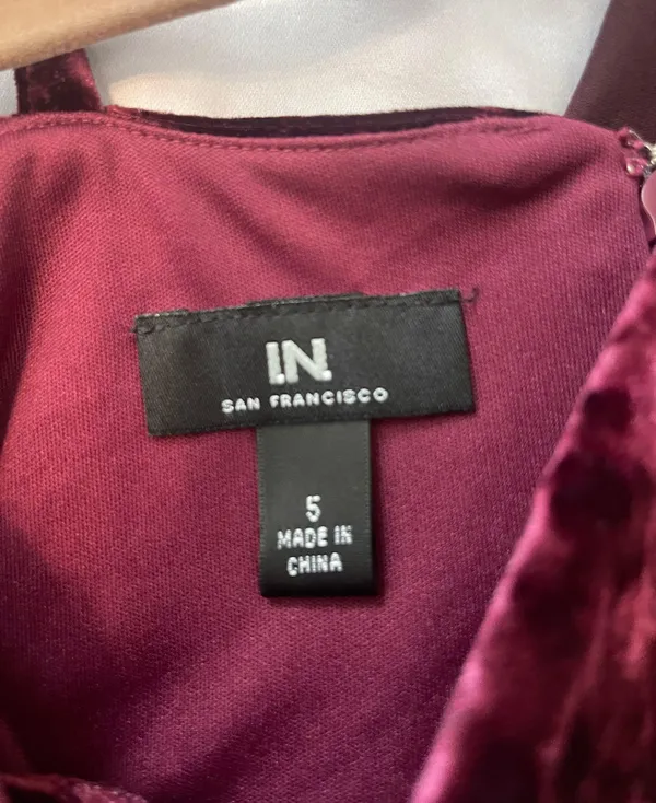Suede Maroon Mini Dress Red - Image 3