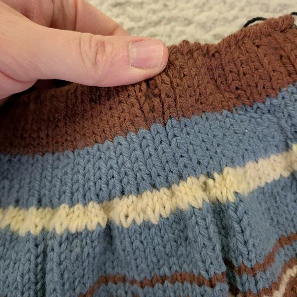 American Vintage True Vintage Handmade Striped Knit A‎ Line Mini Skirt Brown Blue Women's Medium - Image 7