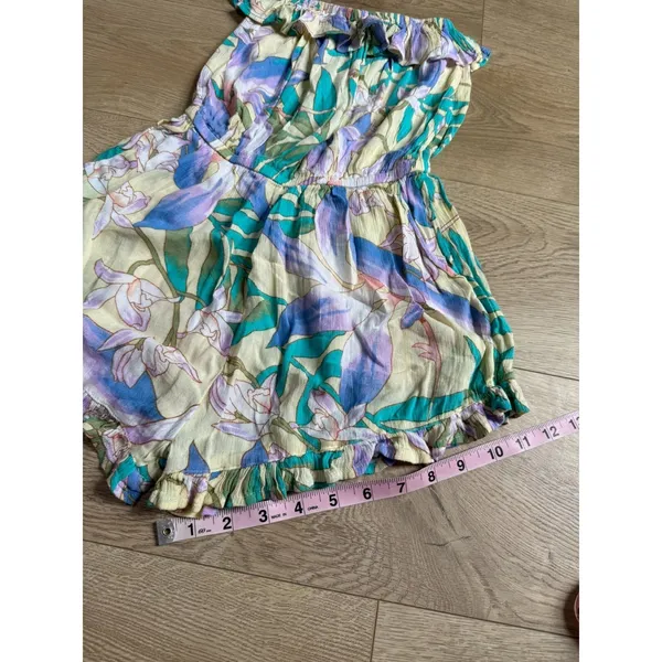 EUC Billabong strapless romper tropical floral print ruffle‎ neckline coastal XS - Image 6