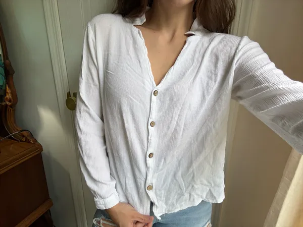 White Button Down Blouse - Image 3