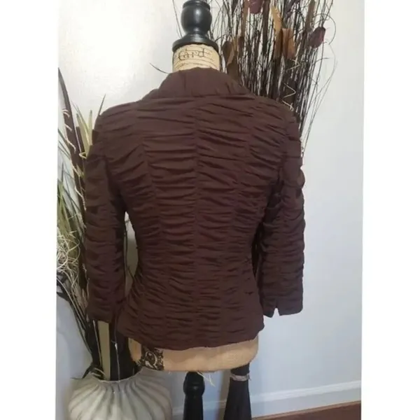 Cachet Brown Ruched Blazer Jacket Size 4 - Image 6