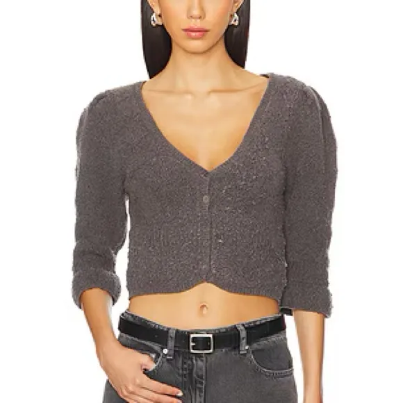 Free People Geo Floral Cardi - Charcoal Grey - Image 4