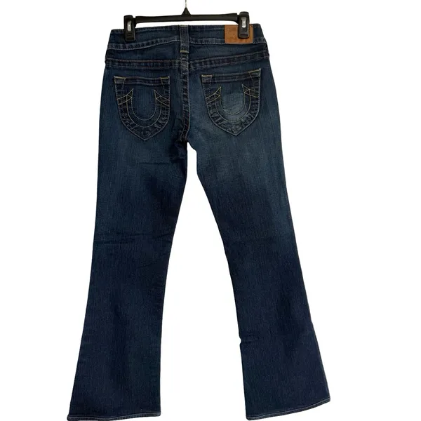 True Religion Y2K Horse Shoe Back Pocket Bootcut Flare Jeans 28 Blue Low Rise - Image 3