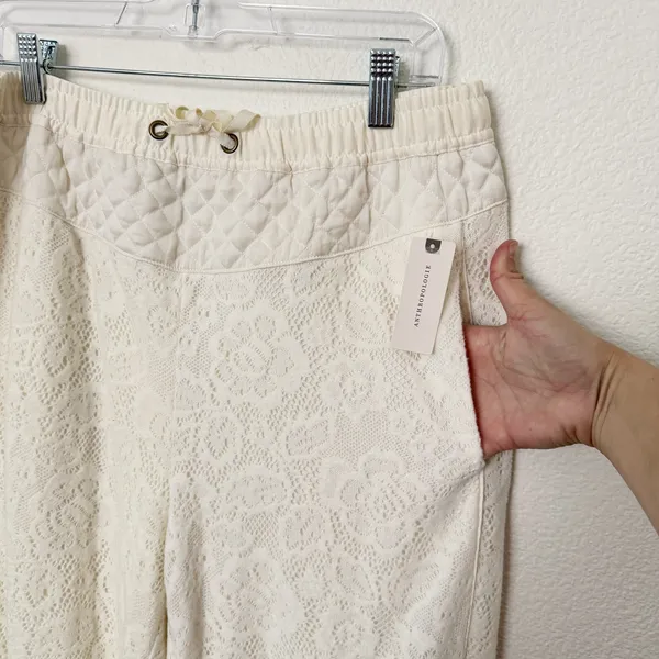 [Anthropologie] Saturday Sunday Cream Quilted Lace Jogger Pants NWT Sz Medium M - Image 11