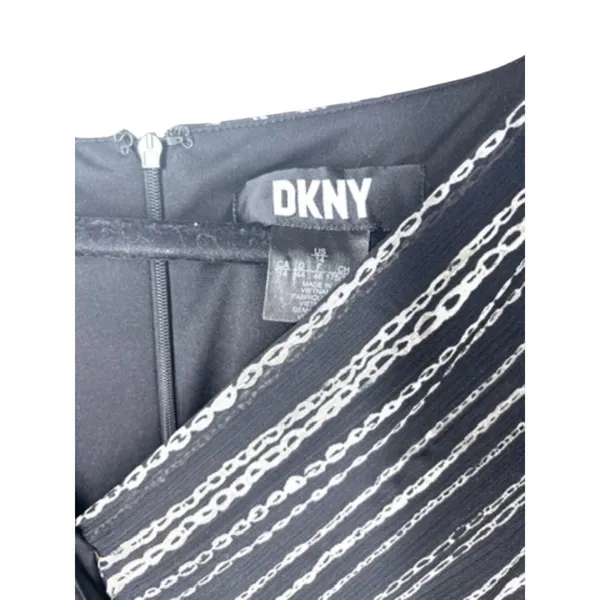 DKNY Women's Chain Print Wrap Front Dress Black White Size 16 - Image 4