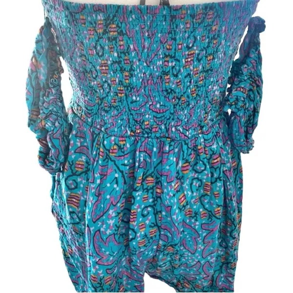 Anthropologie The Nixie Turquoise Floral Romper size‎ S - Image 4
