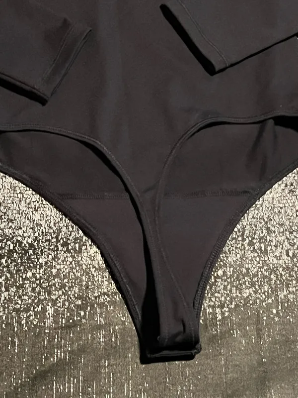 Womens S NWT Abercrombie & Fitch Scoop Neck Black Long Sleeve Thong Bodysuit - Image 6