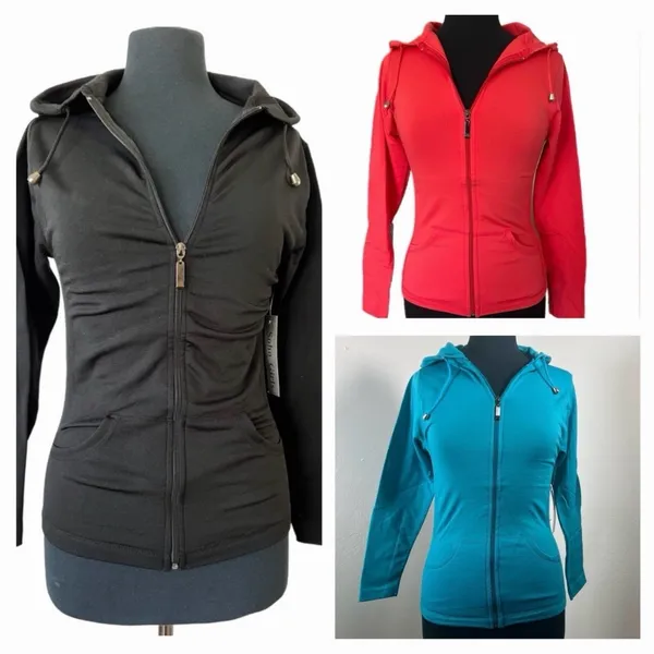 Bundle of 3 NWT Soho Girls‎ Zip-Up Hoodies Black Orange Teal One Size - Image 2