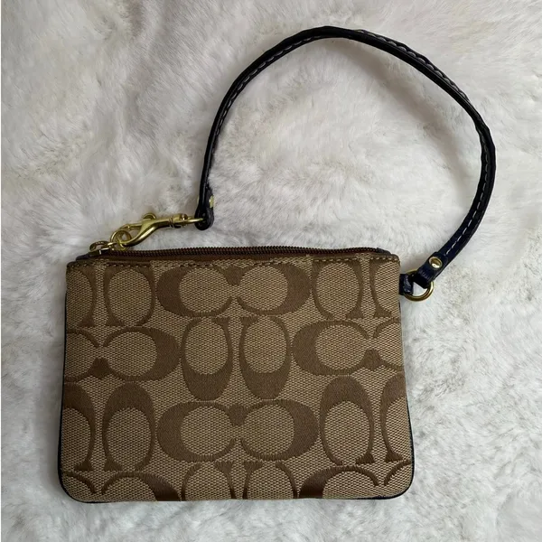 COACH Blue Brown Signature Canvas Wristlet - Image 2