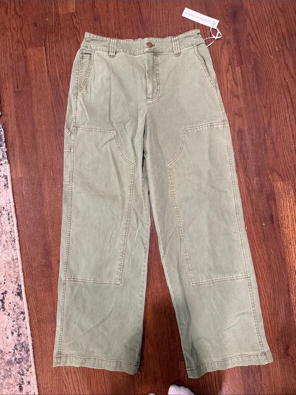 Women’s Olive Green Utility Jeans Size L - Image 3