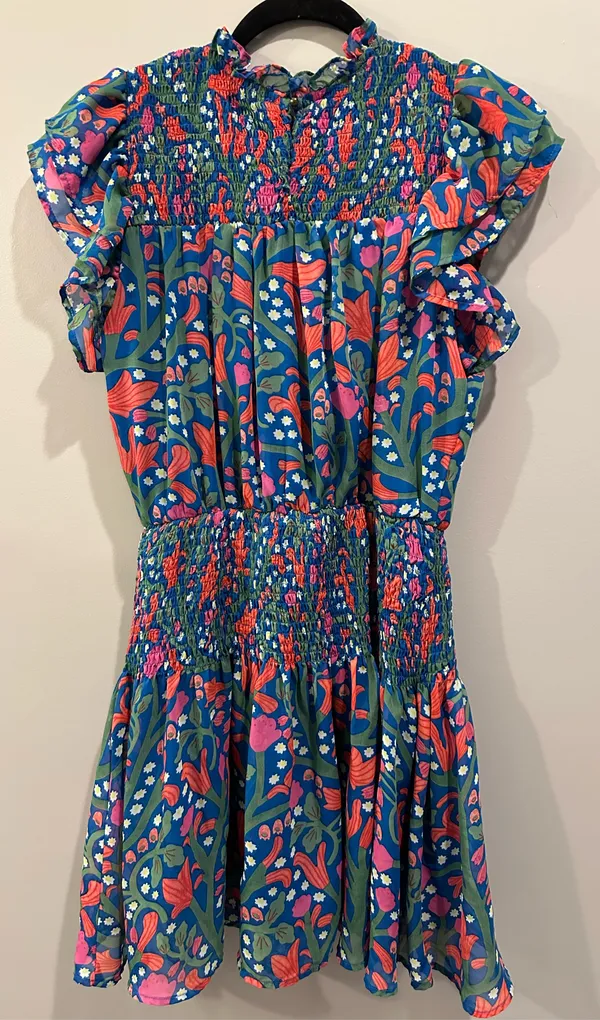 Entro Smocked Floral High Neck Dress - Image 3