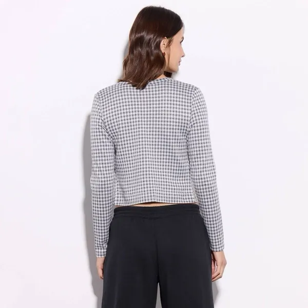 Wild Fable NWT Gingham Cropped‎ Cardigan Sweater Small Gray & White Button Down - Image 2
