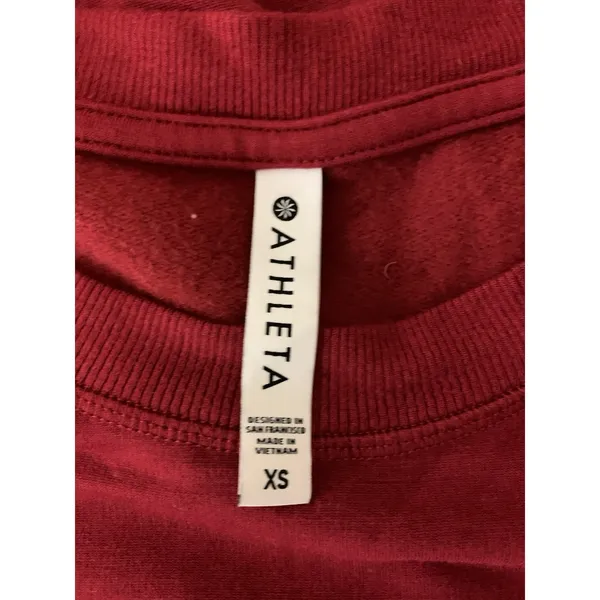 Athleta Red Luxe Lounge Sweatshirt‎ Athleisure Minimalist Basic XS - Image 4