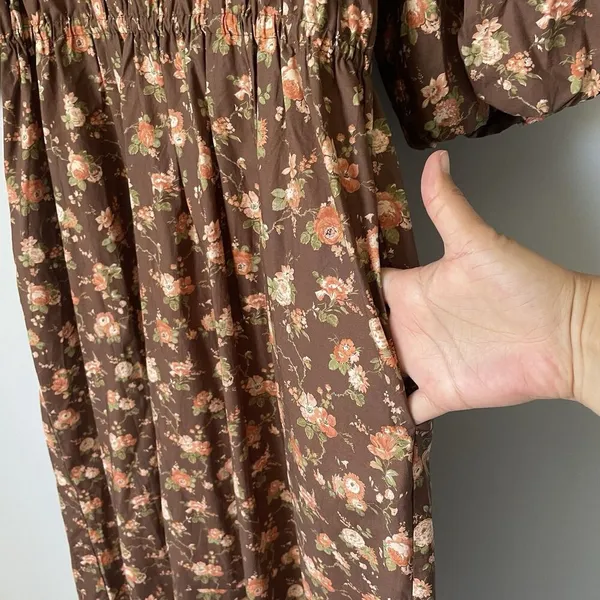 Tuckernuck Rosewood Chintz Marlena Floral Brown Boho Midi Dress Size Medium - Image 9