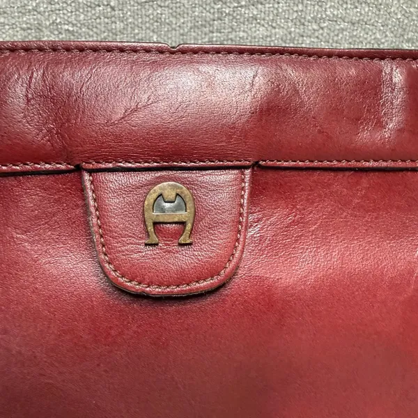 Etienne Aigner Vintage Oxblood Leather Clutch Bag Purse Large‎ Burgundy Maroon - Image 7