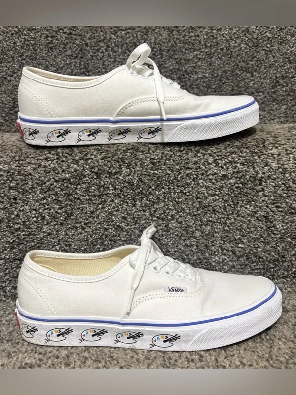 Vans Authentic Sidewall-Paint Palette Low Top Sneakers In True White Canvas - Image 4