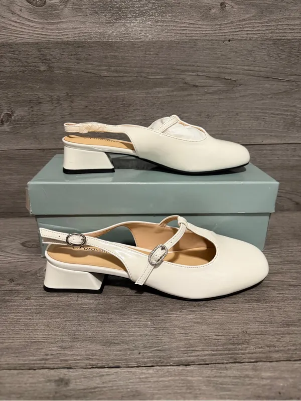 C.Paravano T-Strap Slingback Mary Jane Nina Size 38 White - Image 7