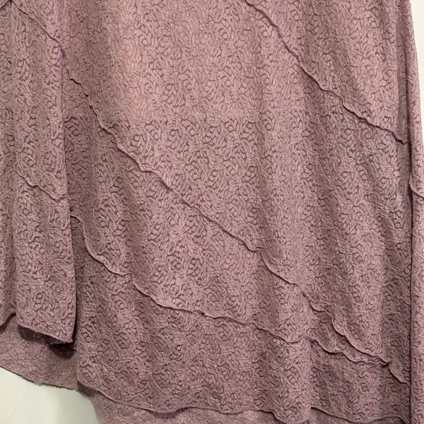 No Comment Women’s XL Mauve Lace Layered Asymmetrical Hem Midi Skirt Fairycore Cottage Boho - Image 3