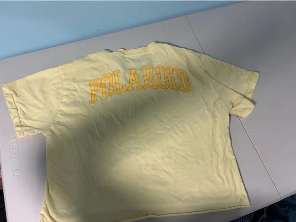 Vintage Polaroid Crop Top Graphic Tee Pastel Yellow Small/Medium Retro Casual - Image 3