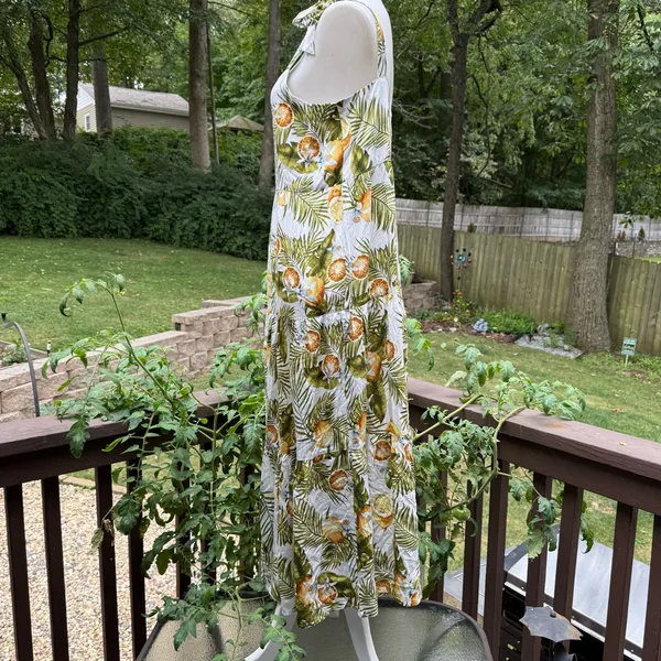 Label Of Love Fruit Novelty All Over Print MIDI Dress M Medium Palm - Image 3