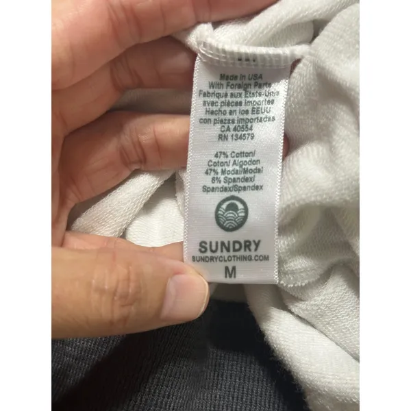 Sundry Anthropologie California Love Heart Graphic Sweatshirt White Grey Striped - Image 11
