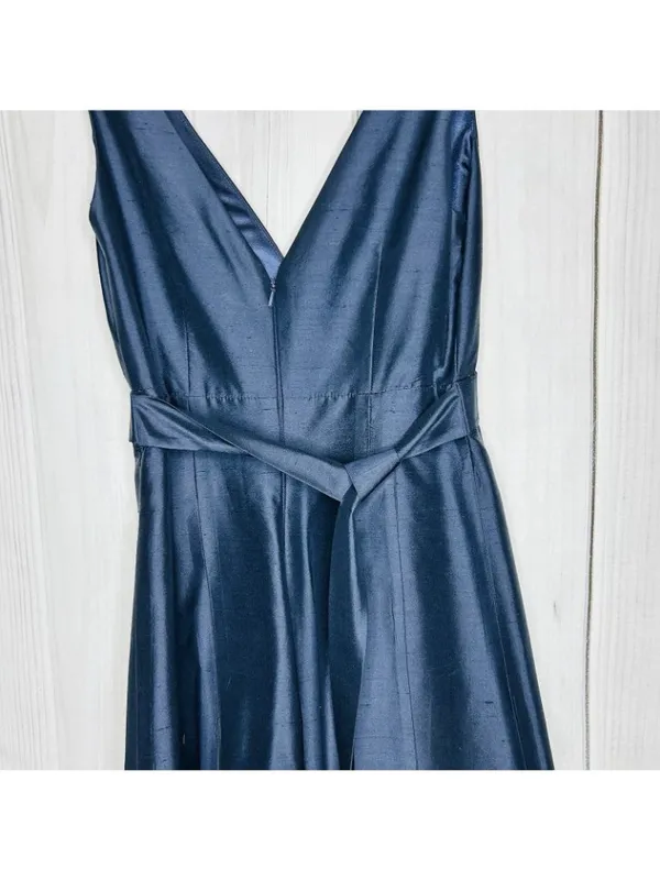 Jenny Yoo Silk Chiffon Navy Blue Gown Formal Evening Dress Sleeveless Sz 0 - Image 8