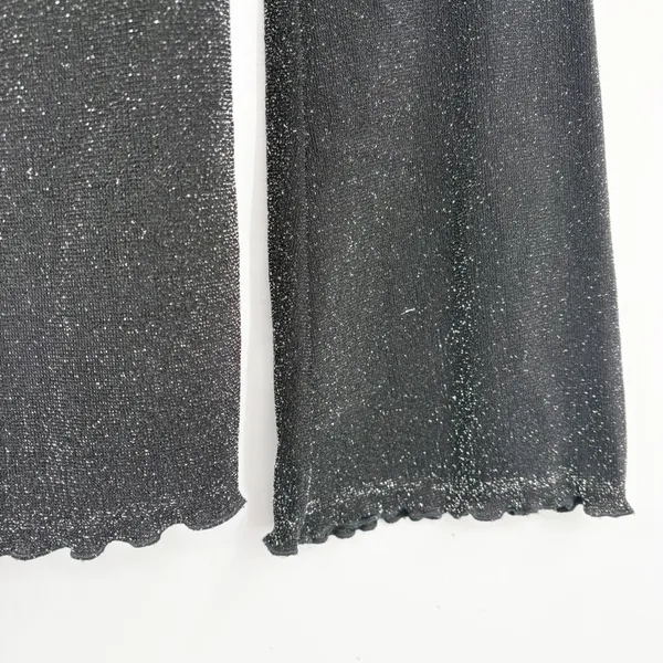 IRE Womens Black‎ Y2K Witchy Shimmer Bell Sleeve Whimsigoth Keyhole Top Size M - Image 5