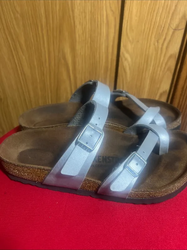 Birkenstock Silver Double-Strap Sandals - Image 5