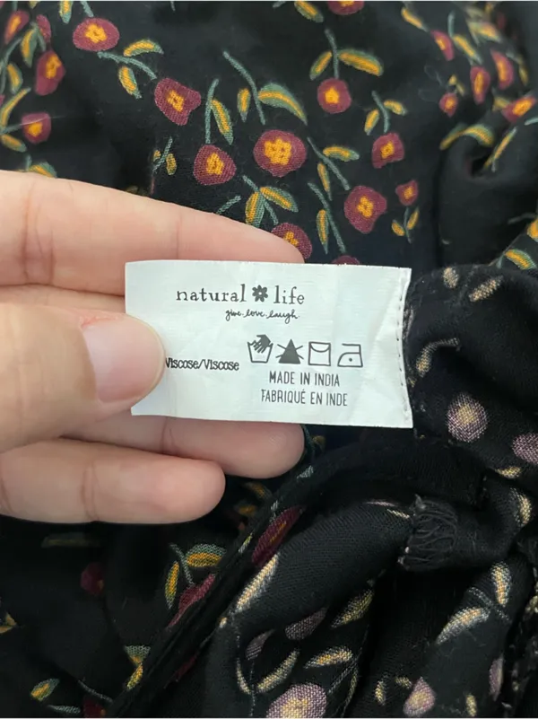 Women’s Natural Life Let's Just Go Wide Leg Floral Jumpsuit Black Size S/M - Image 7