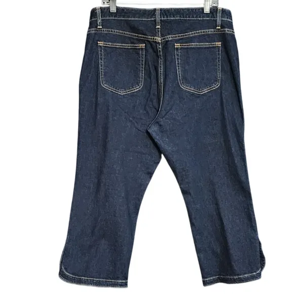 Gap Cropped Boot Cut Jeans Womens 16 Dark Blue Solid Regular Modern‎ - Image 3