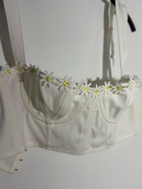 Urban Outfitters White Daisy-Trim Longline Bralette - Image 16