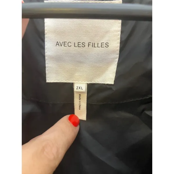 Avec Les Filles Puffer Jacket Women 2XL Black Good Quilted Oversized Lapel 69802 - Image 2