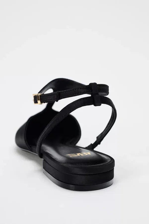 NWT BLACK SATIN EFFECT mary jane–style T-strap FLAT SHOES SIZE 7.5 - Image 7