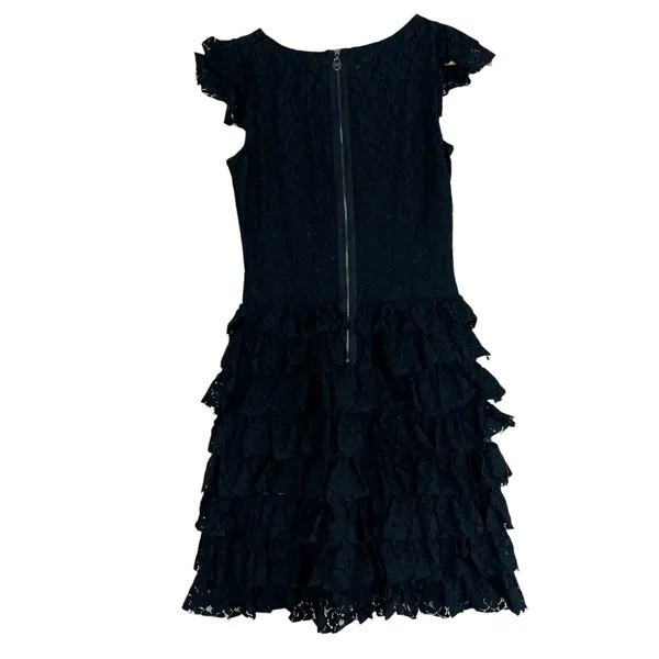 Guess Lace Tiered Ruffle Mini Dress Witchy Black V-Neck Whimsigoth Witchy Size S - Image 5