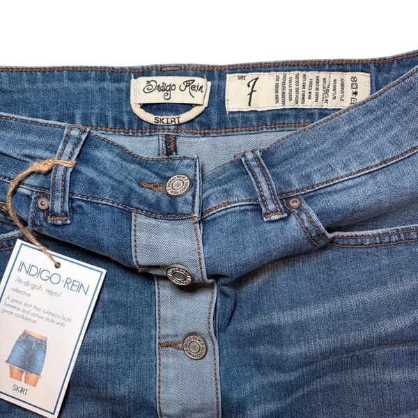 Princess Polly NWT Two Tone Denim Mini Skirt Button Front Women’s 7 - Image 3