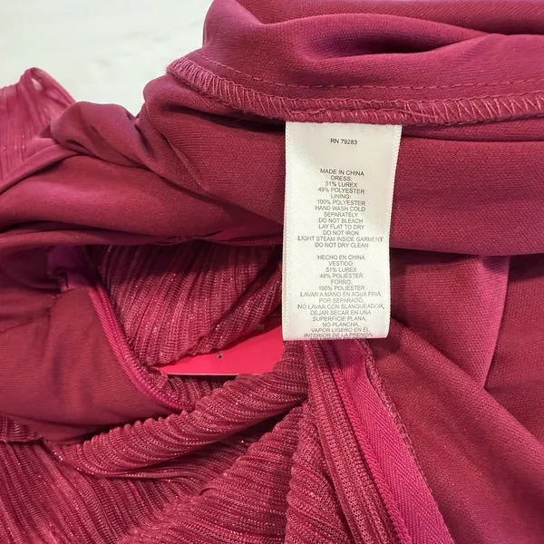 NWT Alex Evenings Fuchsia Pink Shimmer‎ Sleeveless Maxi Gown Dress Size 10 - Image 11