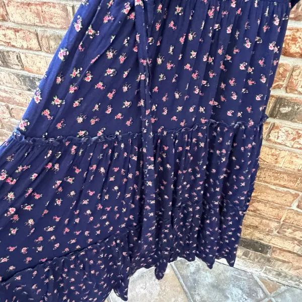 Altar'd State Medium Blue Floral Long Dress Floral Lightweight Feminine Romantic - Image 3