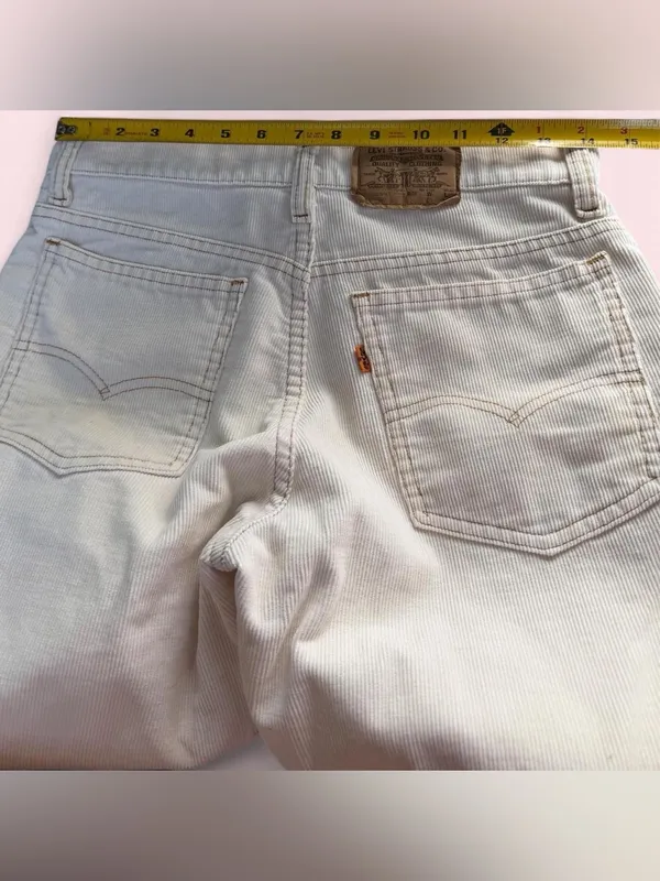 Vintage Orange Tab Levi’s Cream Corduroy Wide Leg Rare Pants 30x32 70s/80s USA - Image 8