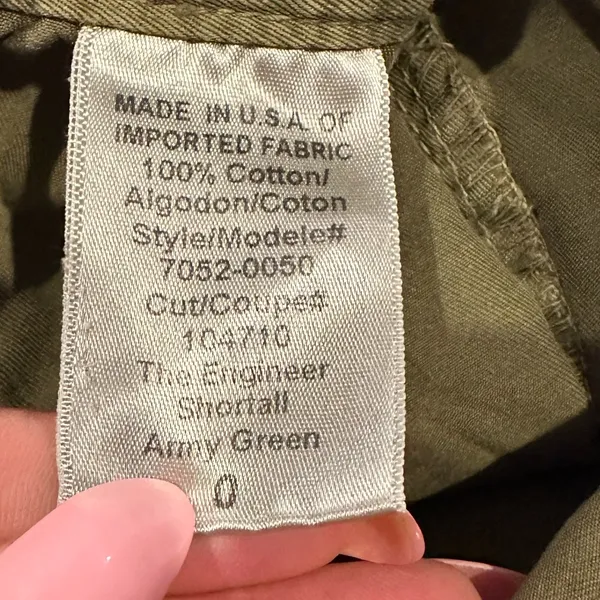 Current Elliot Engineer Utility Shortall Army Green Goblincore Romper 0 - Image 9