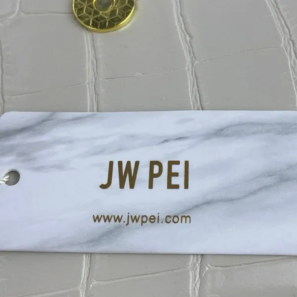 NEW JW Pei White Croc Vegan Leather Faux Crossbody Strap Top Handle Handbag OS - Image 5