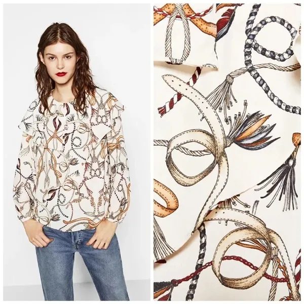 ✨DOUBLE FRILL CHAIN PRINT TOP✨ - Image 3