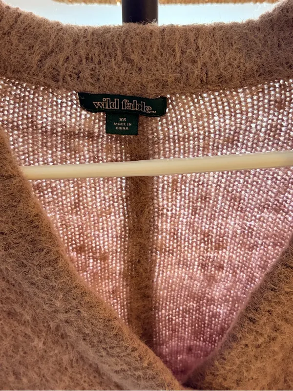 wild fable Cozy purple Fuzzy Cropped Button Cardigan - Image 3