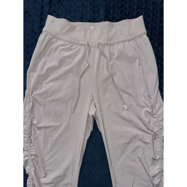 Athleta Attitude Ruched Leg Elastic Drawstrings Waist Pants Pink‎ Size 6 - Image 2