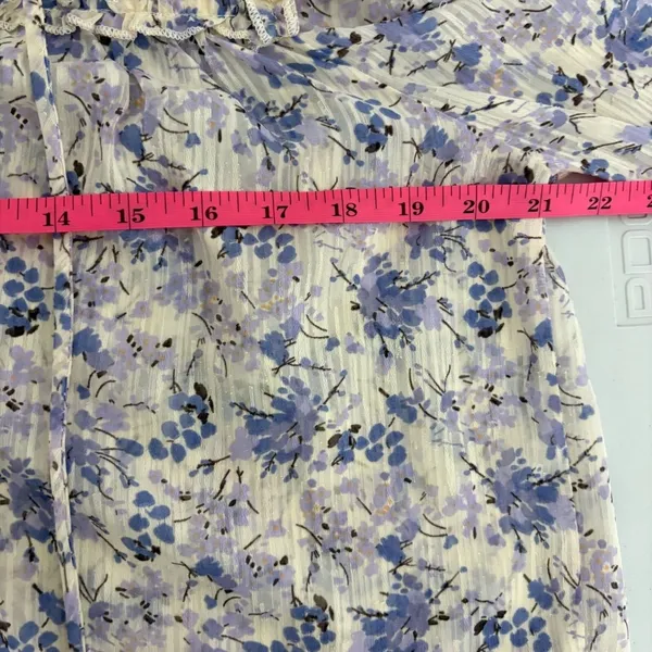 Anthropologie Bishop+Young Floral Sydney Blouse Front Ties Flowy Peasant‎ Top XS - Image 6