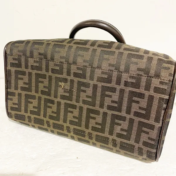 Fendi Brown All‎ Over F Print Satchel Handbag Designer Authentic Leather - Image 5