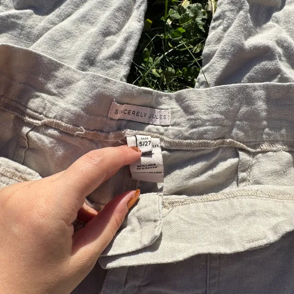 Sincerely Jules cream linen cargo pants - Image 3