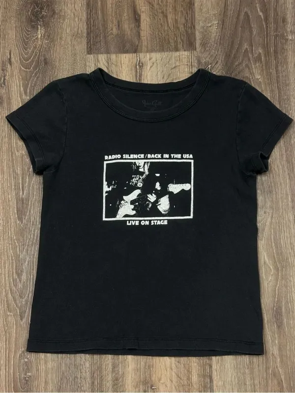 Brandy Melville John Galt Radio Silence Baby Tee Shirt Women’s Small - Image 3